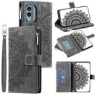 For Nokia X30 Multi-Card Totem Zipper Leather Phone Case(Grey) - 1