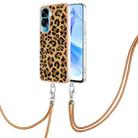 For Honor 90 Lite 5G Electroplating Dual-side IMD Phone Case with Lanyard(Leopard Print) - 1