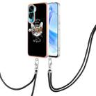 For Honor 90 Lite 5G Electroplating Dual-side IMD Phone Case with Lanyard(Natural Growth) - 1