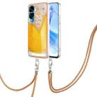 For Honor 90 Lite 5G Electroplating Dual-side IMD Phone Case with Lanyard(Draft Beer) - 1