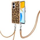 For Honor X7 Electroplating Dual-side IMD Phone Case with Lanyard(Leopard Print) - 1