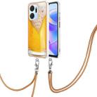 For Honor X7a Electroplating Dual-side IMD Phone Case with Lanyard(Draft Beer) - 1