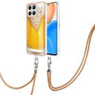 For Honor X8 4G Electroplating Dual-side IMD Phone Case with Lanyard(Draft Beer) - 1