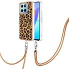 For Honor X8 5G / X6 4G Electroplating Dual-side IMD Phone Case with Lanyard(Leopard Print) - 1