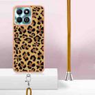 For Honor X6b Electroplating Dual-side IMD Phone Case with Lanyard(Leopard Print) - 3