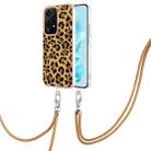 For Honor 200 Lite Global Electroplating Dual-side IMD Phone Case with Lanyard(Leopard Print) - 1