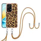 For Honor 200 Lite Global Electroplating Dual-side IMD Phone Case with Lanyard(Leopard Print) - 2