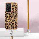 For Honor 200 Lite Global Electroplating Dual-side IMD Phone Case with Lanyard(Leopard Print) - 3