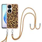 For Honor X7b 4G / 5G Electroplating Dual-side IMD Phone Case with Lanyard(Leopard Print) - 2