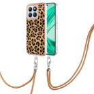 For Honor X8b Electroplating Dual-side IMD Phone Case with Lanyard(Leopard Print) - 1