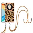 For Honor X9b Electroplating Dual-side IMD Phone Case with Lanyard(Leopard Print) - 2