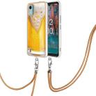 For Nokia C12 Electroplating Dual-side IMD Phone Case with Lanyard(Draft Beer) - 1