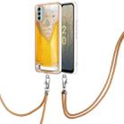 For Nokia C31 Electroplating Dual-side IMD Phone Case with Lanyard(Draft Beer) - 1