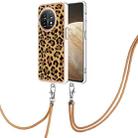 For OnePlus 11 Electroplating Dual-side IMD Phone Case with Lanyard(Leopard Print) - 1