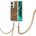 For OnePlus Nord CE 3 Lite 5G / Nord N30 Electroplating Dual-side IMD Phone Case with Lanyard(Leopard Print) - 1