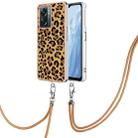 For OnePlus Nord N300 / OPPO A57 Electroplating Dual-side IMD Phone Case with Lanyard(Leopard Print) - 1