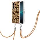 For Sony Xperia 1 IV Electroplating Dual-side IMD Phone Case with Lanyard(Leopard Print) - 1