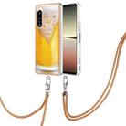 For Sony Xperia 5 IV Electroplating Dual-side IMD Phone Case with Lanyard(Draft Beer) - 1