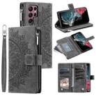 For Samsung Galaxy S23 Ultra 5G Multi-Card Totem Zipper Leather Phone Case(Grey) - 1