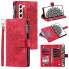 For Samsung Galaxy S23+ 5G Multi-Card Totem Zipper Leather Phone Case(Red) - 1