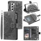 For Samsung Galaxy S23+ 5G Multi-Card Totem Zipper Leather Phone Case(Grey) - 1