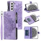 For Samsung Galaxy S22+ 5G Multi-Card Totem Zipper Leather Phone Case(Purple) - 1