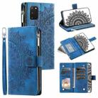 For Samsung Galaxy S20 Multi-Card Totem Zipper Leather Phone Case(Blue) - 1