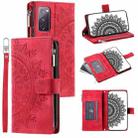 For Samsung Galaxy S20 FE 4G / 5G Multi-Card Totem Zipper Leather Phone Case(Red) - 1