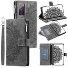 For Samsung Galaxy S20 FE 4G / 5G Multi-Card Totem Zipper Leather Phone Case(Grey) - 1