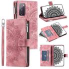 For Samsung Galaxy S20 FE 4G / 5G Multi-Card Totem Zipper Leather Phone Case(Pink) - 1