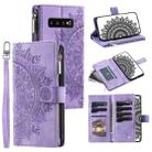 For Samsung Galaxy S10+ Multi-Card Totem Zipper Leather Phone Case(Purple) - 1