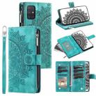 For Samsung Galaxy A71 5G Multi-Card Totem Zipper Leather Phone Case(Green) - 1