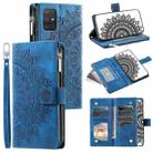 For Samsung Galaxy A71 5G Multi-Card Totem Zipper Leather Phone Case(Blue) - 1