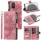 For Samsung Galaxy A71 4G Multi-Card Totem Zipper Leather Phone Case(Pink) - 1