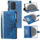 For Samsung Galaxy A52 5G/4G / A52S Multi-Card Totem Zipper Leather Phone Case(Blue) - 1