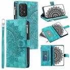 For Samsung Galaxy A33 5G Multi-Card Totem Zipper Leather Phone Case(Green) - 1