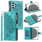 For Samsung Galaxy A32 5G Multi-Card Totem Zipper Leather Phone Case(Green) - 1