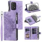 For Samsung Galaxy A23 4G / 5G Multi-Card Totem Zipper Leather Phone Case(Purple) - 1