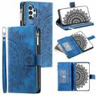 For Samsung Galaxy A13 4G/5G / A04S Multi-Card Totem Zipper Leather Phone Case(Blue) - 1