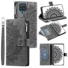 For Samsung Galaxy A12 5G Multi-Card Totem Zipper Leather Phone Case(Grey) - 1