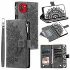 For Samsung Galaxy A03 EU 166mm Multi-Card Totem Zipper Leather Phone Case(Grey) - 1