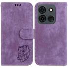 For Infinix Smart 7 India / 7 Plus Little Tiger Embossed Leather Phone Case(Purple) - 1