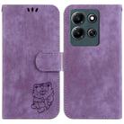 For Infinix Note 30i Little Tiger Embossed Leather Phone Case(Purple) - 1