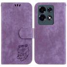 For Infinix Note 30 Little Tiger Embossed Leather Phone Case(Purple) - 1