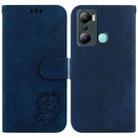 For Infinix Hot 20i Little Tiger Embossed Leather Phone Case(Dark Blue) - 1