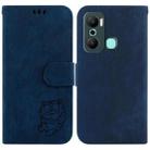 For Infinix Hot 20 Play Little Tiger Embossed Leather Phone Case(Dark Blue) - 1