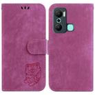 For Infinix Hot 20 Play Little Tiger Embossed Leather Phone Case(Rose Red) - 1