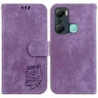 For Infinix Hot 12 Pro Little Tiger Embossed Leather Phone Case(Purple) - 1