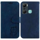 For Infinix Hot 12 Pro Little Tiger Embossed Leather Phone Case(Dark Blue) - 1