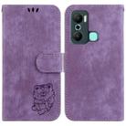 For Infinix Hot 12 Play Little Tiger Embossed Leather Phone Case(Purple) - 1
